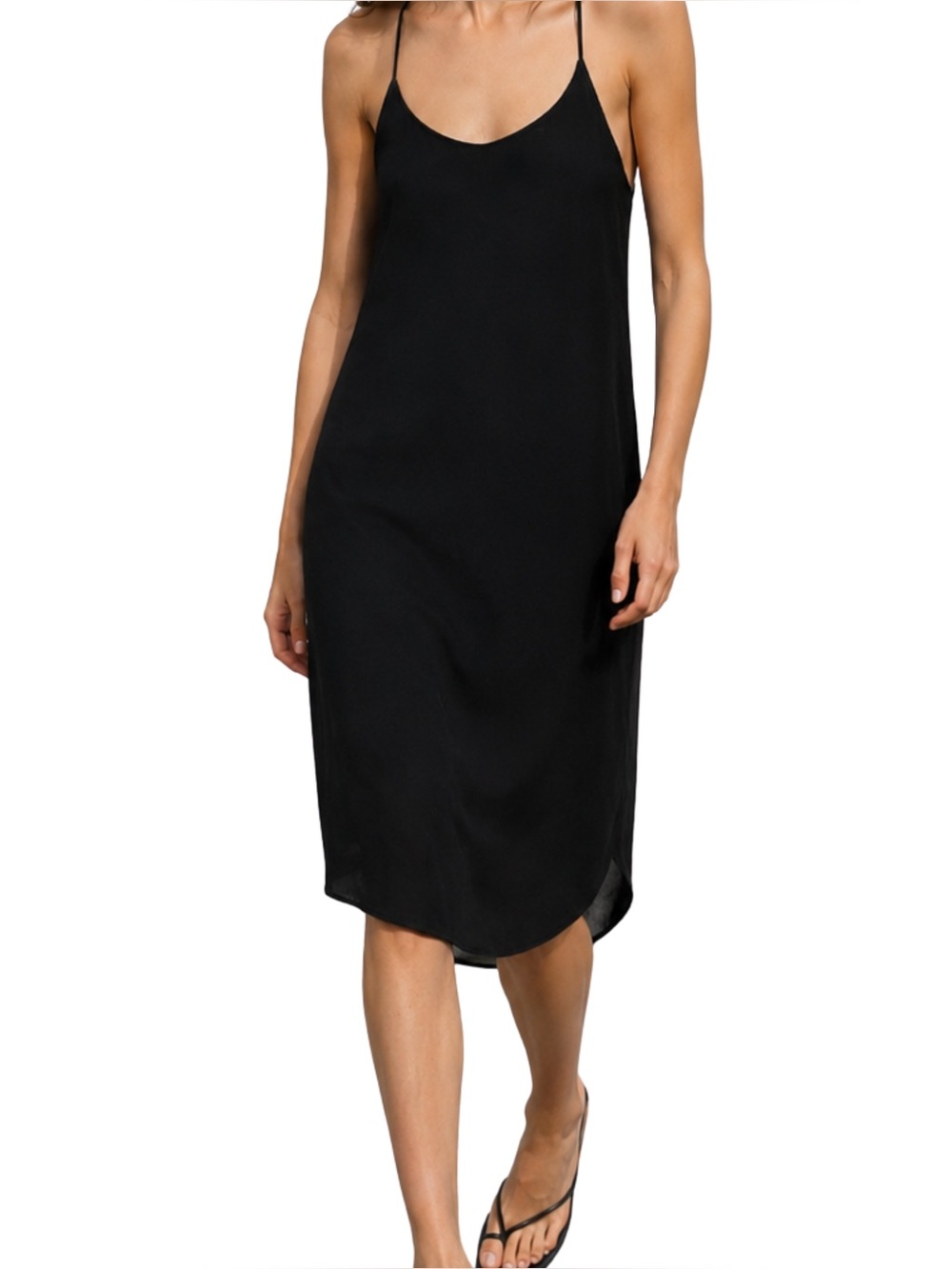 Silence + Noise Midi Dress Womens S Black Sleek Racerback Minimalist Capsule